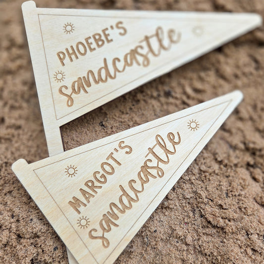 Sandcastle wooden flag
