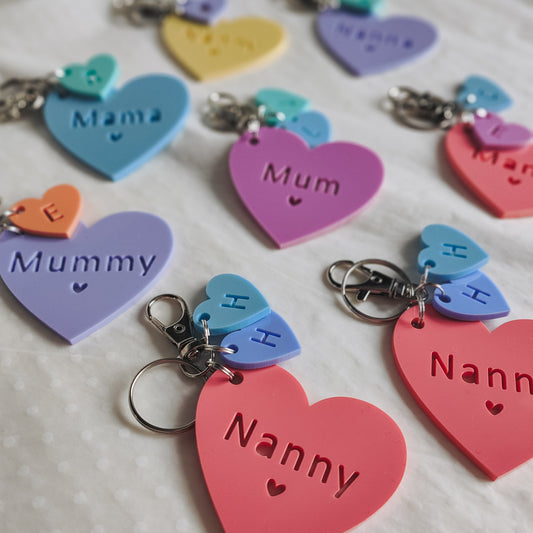Heart family keyring
