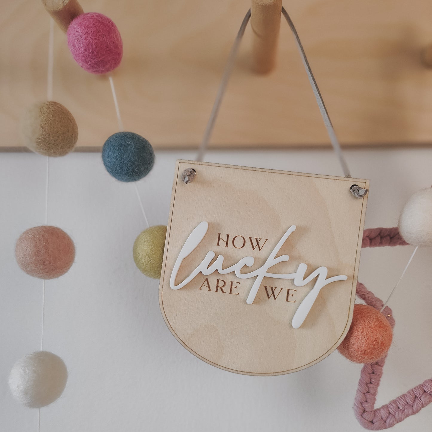 How lucky are we, mini hanging banner