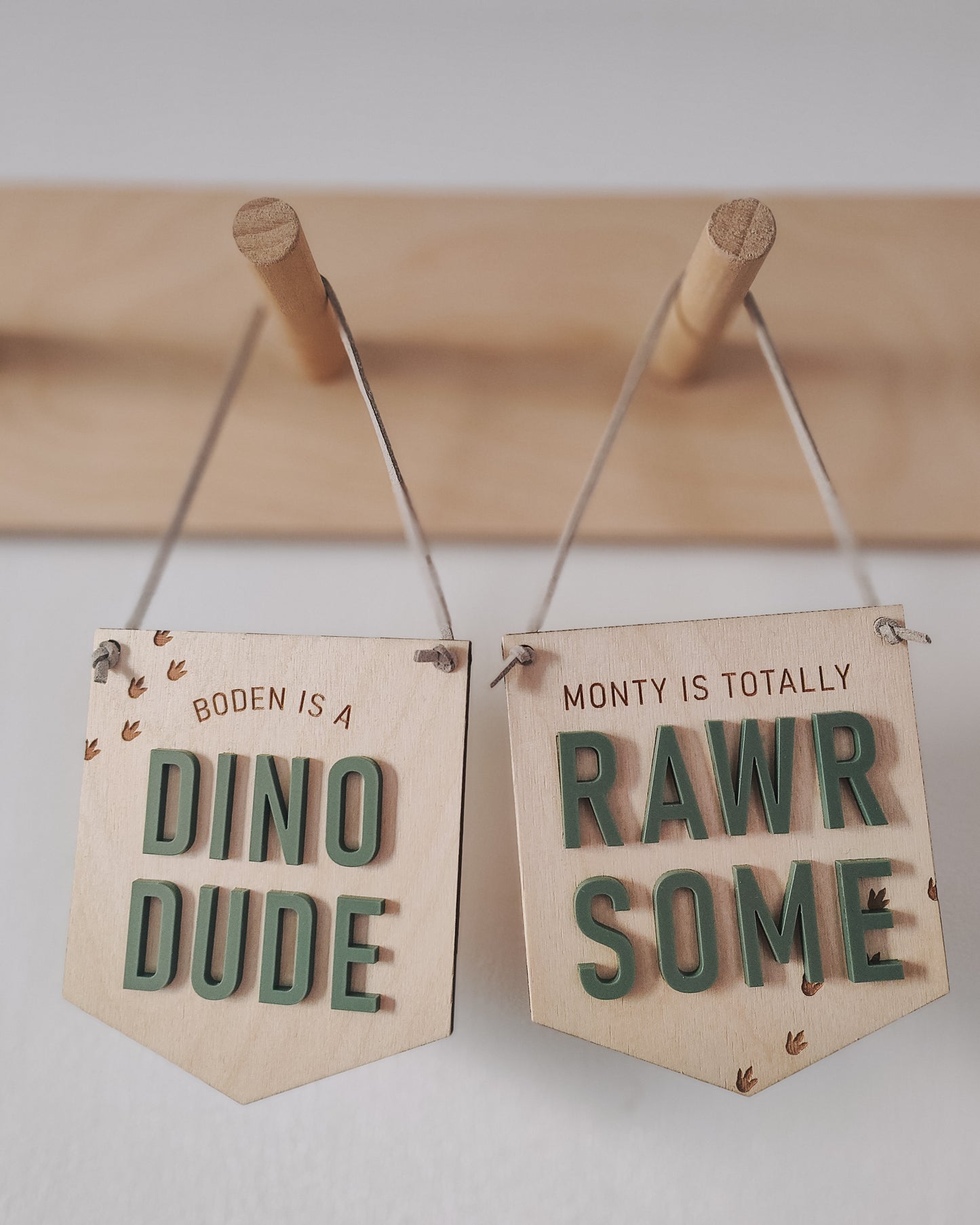 Personalised dino dude mini hanging banner