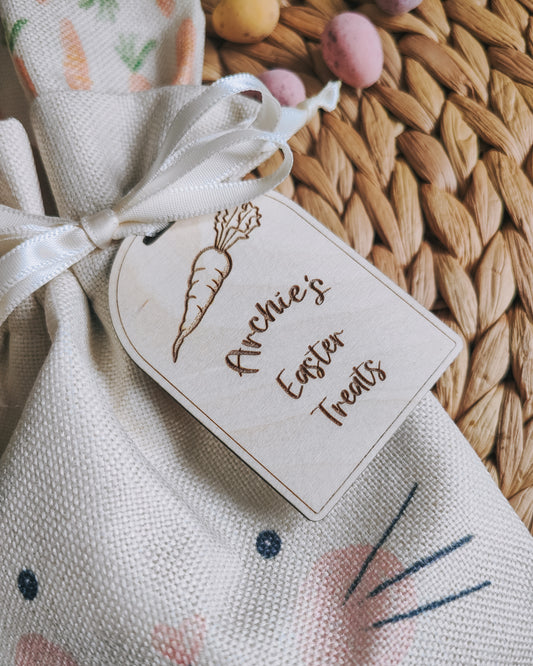 Easter treat bag with personalised tag