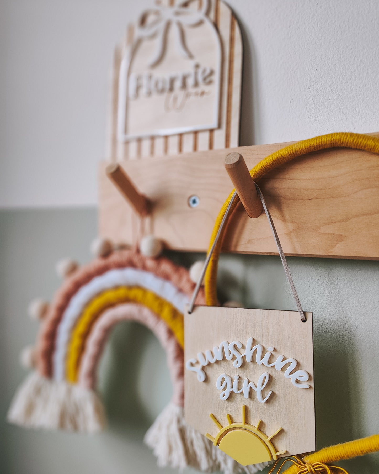 Personalised striped arch with bow plaque