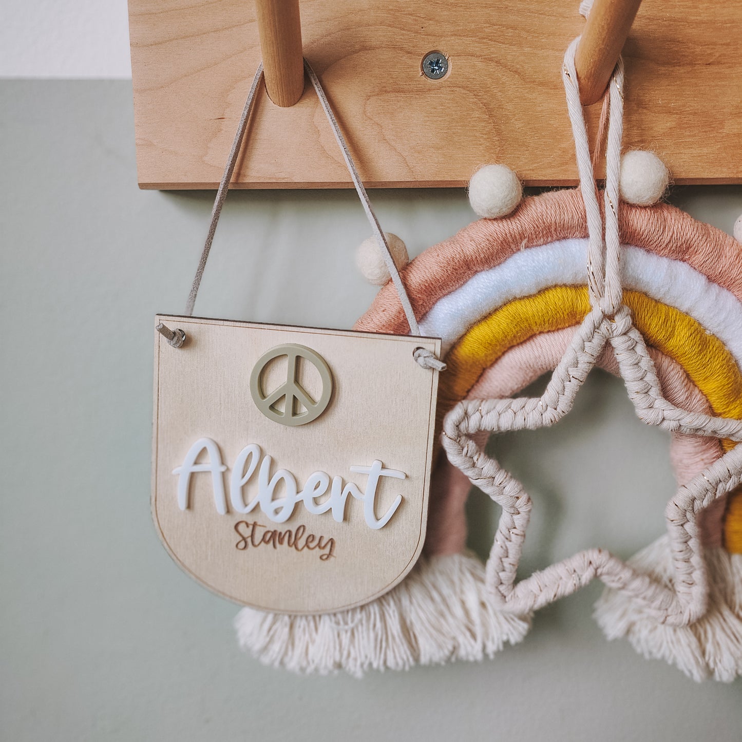 Personalised peace sign mini hanging banner