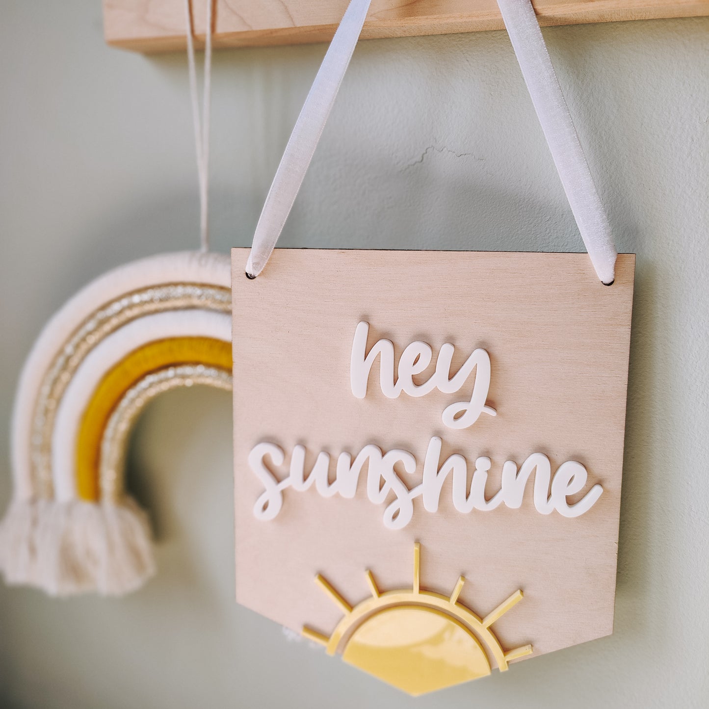 Hey Sunshine wooden & acrylic hanging flag