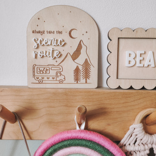 Scenic route shelf sitter decoration