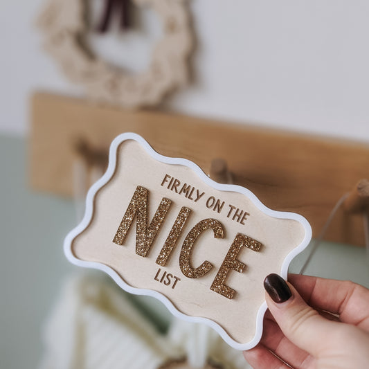 Nice list Christmas plaque