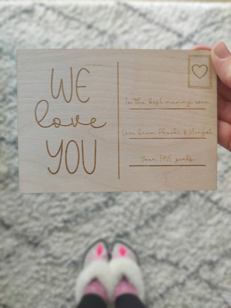 Children's drawing wooden postcard