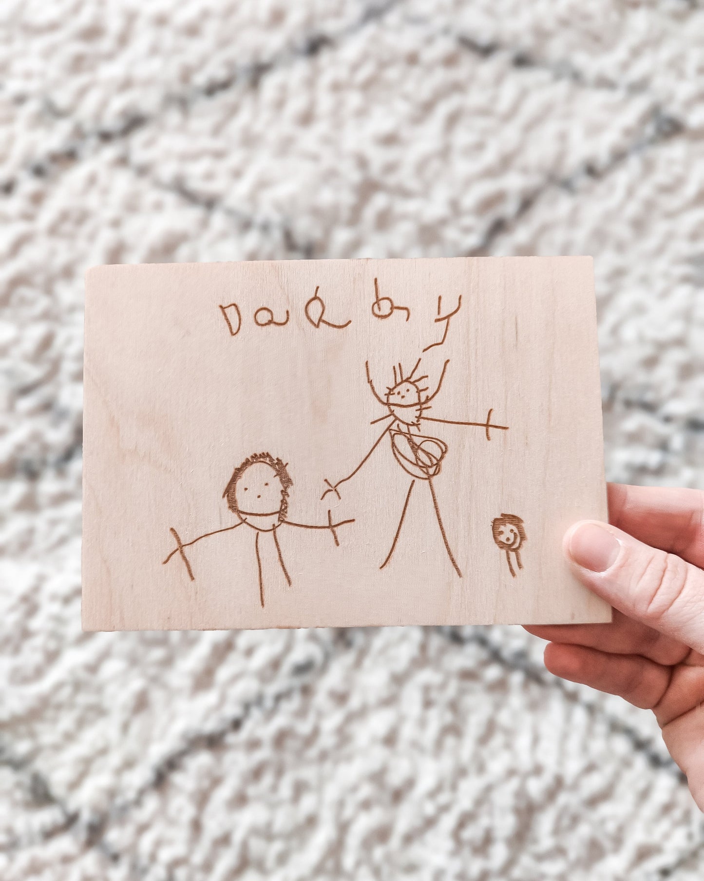Children's drawing wooden postcard