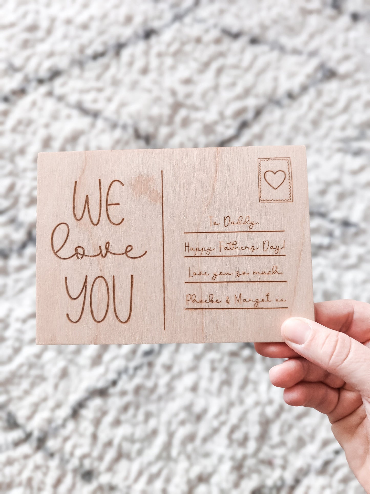 Children's drawing wooden postcard