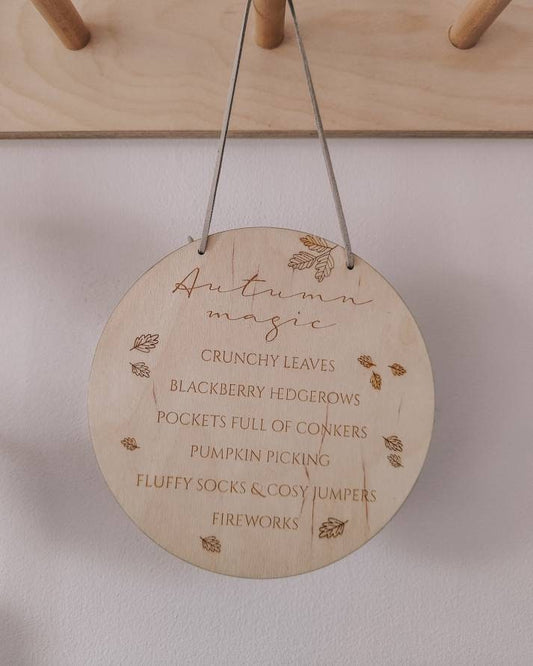 Personalised Autumn magic hanging plaque