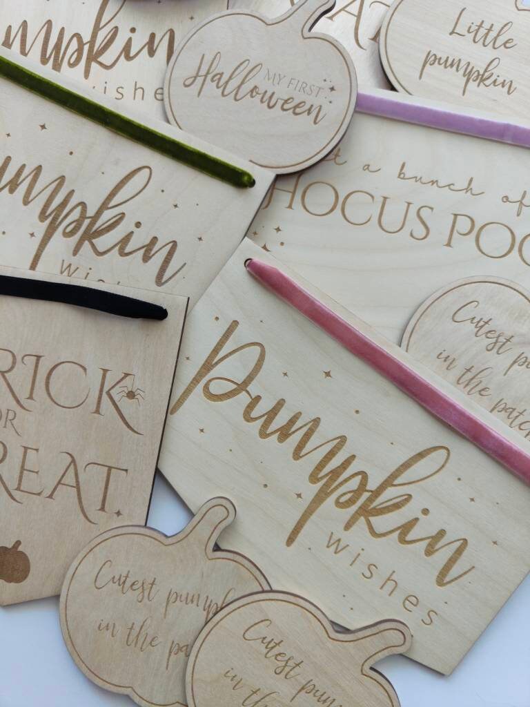 Pumpkin Wishes wooden hanging pennant flag