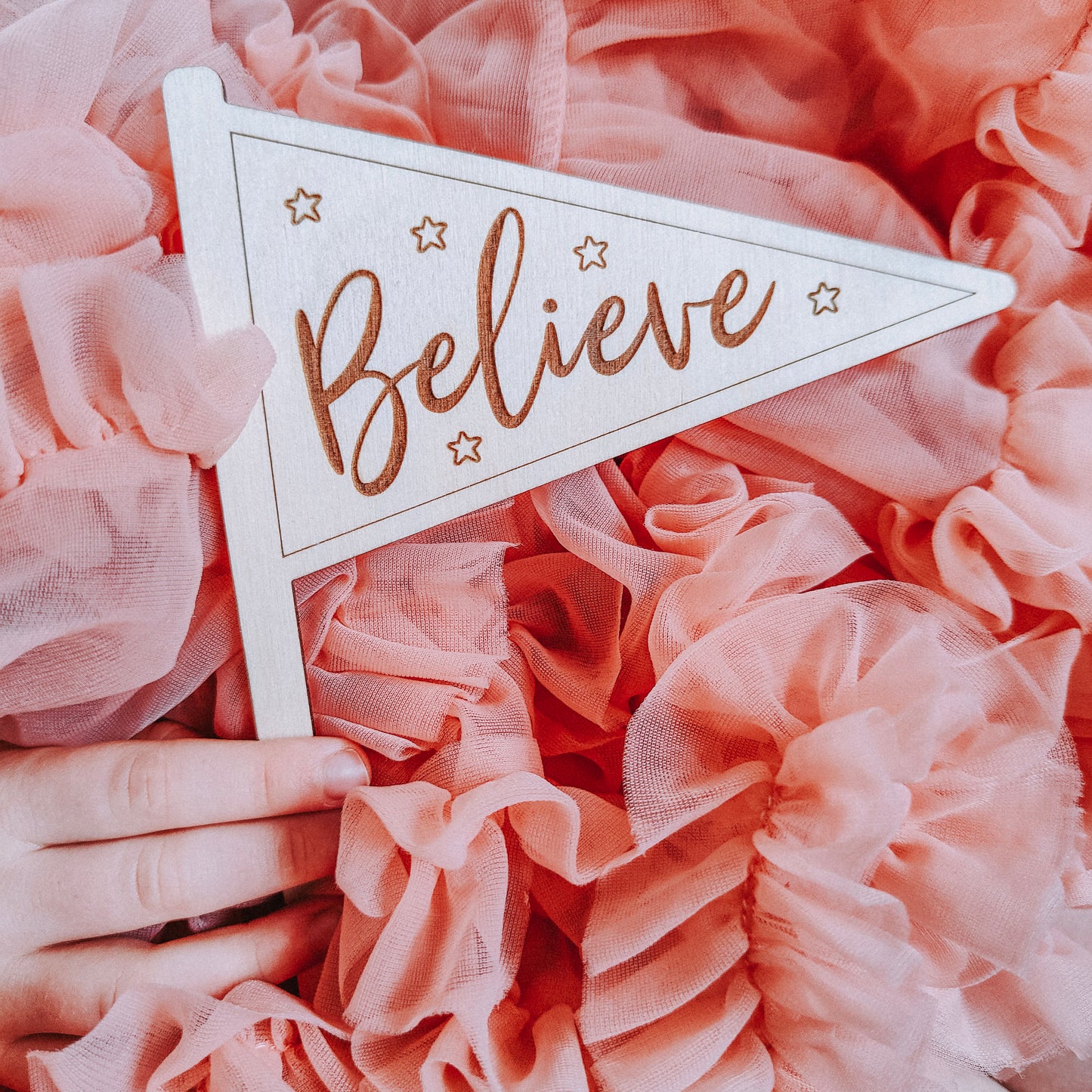Wooden Believe flag