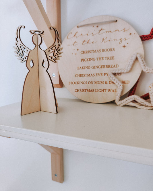 Interlocking wooden Christmas angel