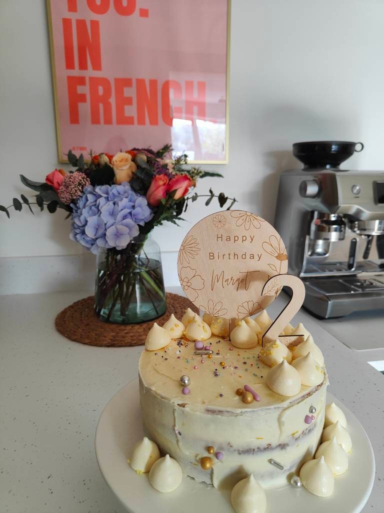 Wooden number cake topper