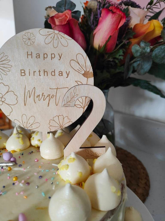Wooden number cake topper