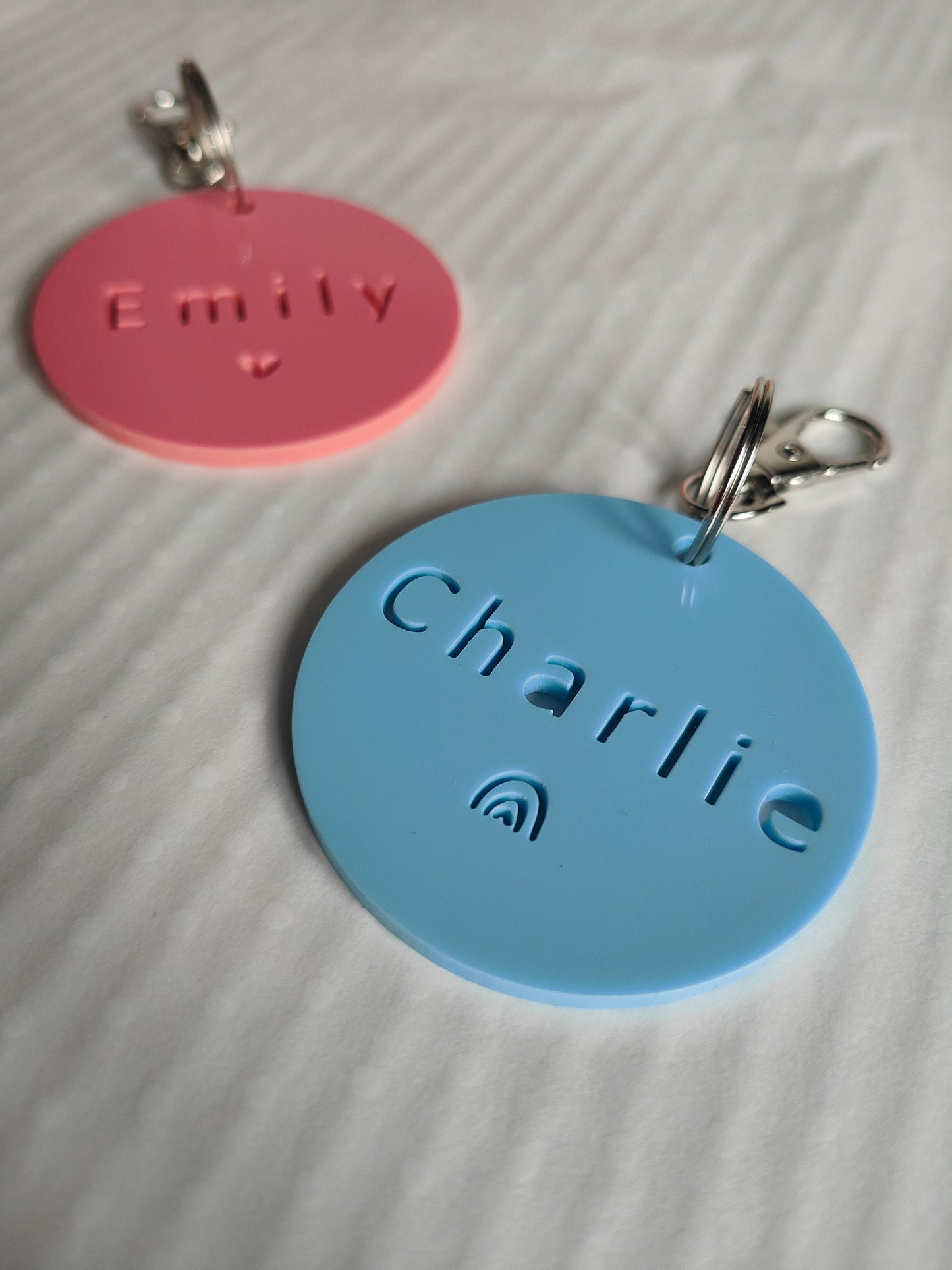 Personalised acrylic bag tag keyring