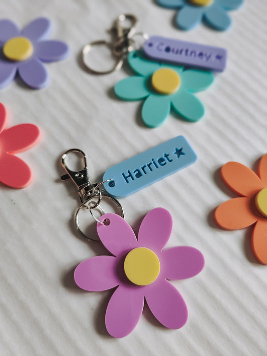Personalised flower keyring