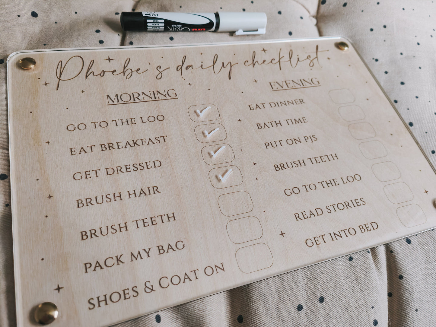 Personalised morning and evening routine checklist