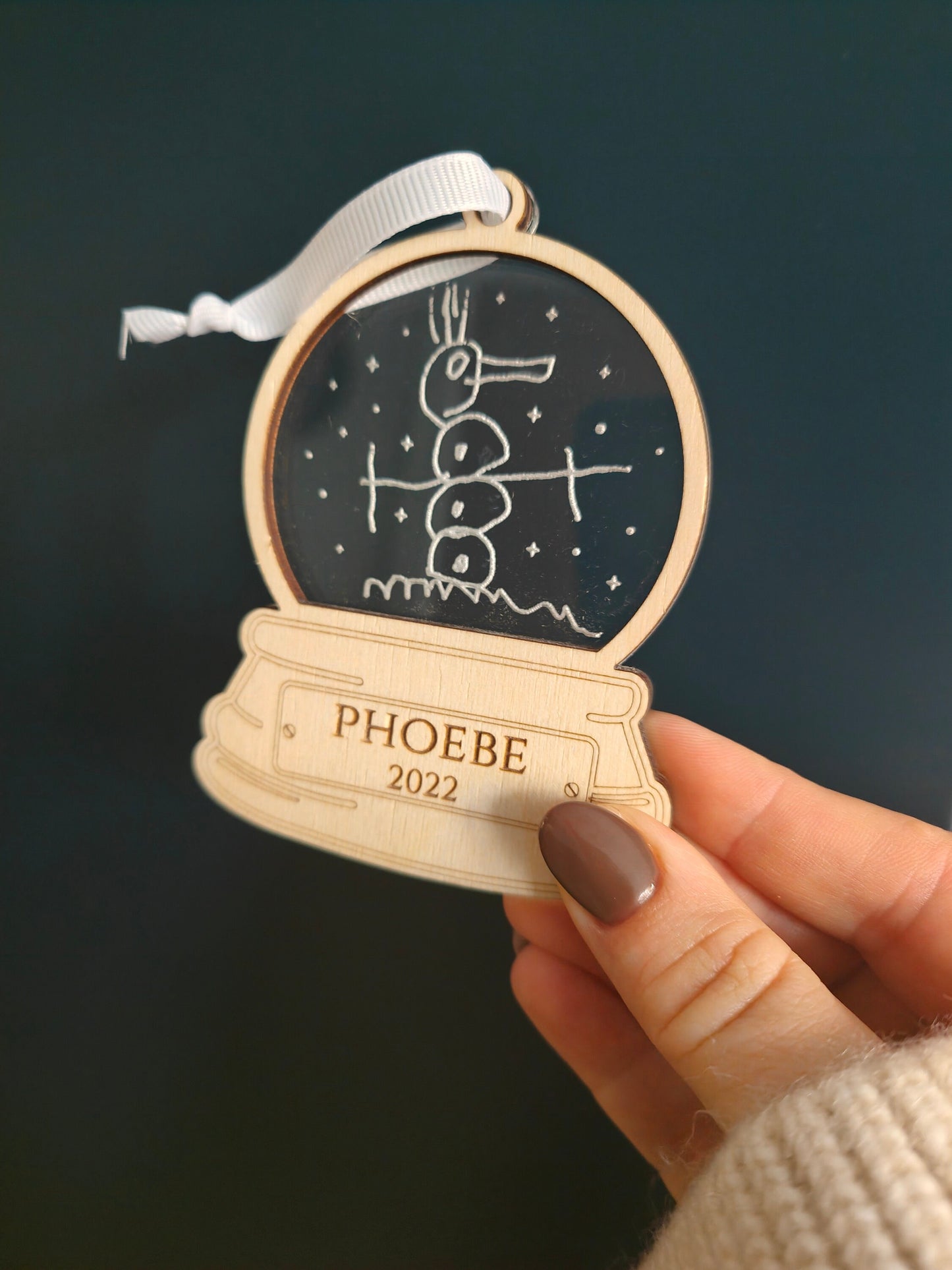 Children's drawing snow globe Christmas decoration