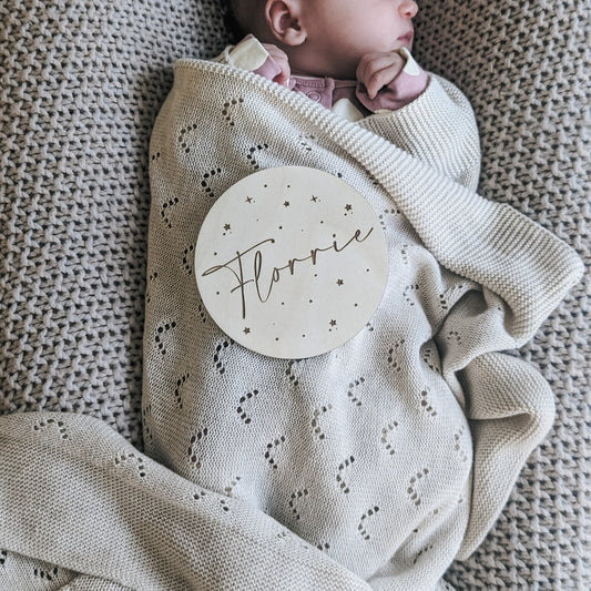 Baby name announcement plaque