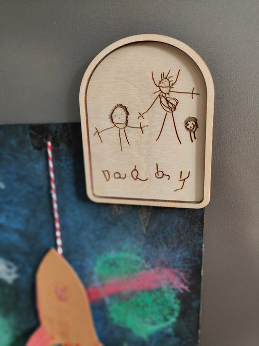 Children's drawing engraved magnet