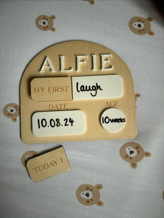 Personalised baby milestone board