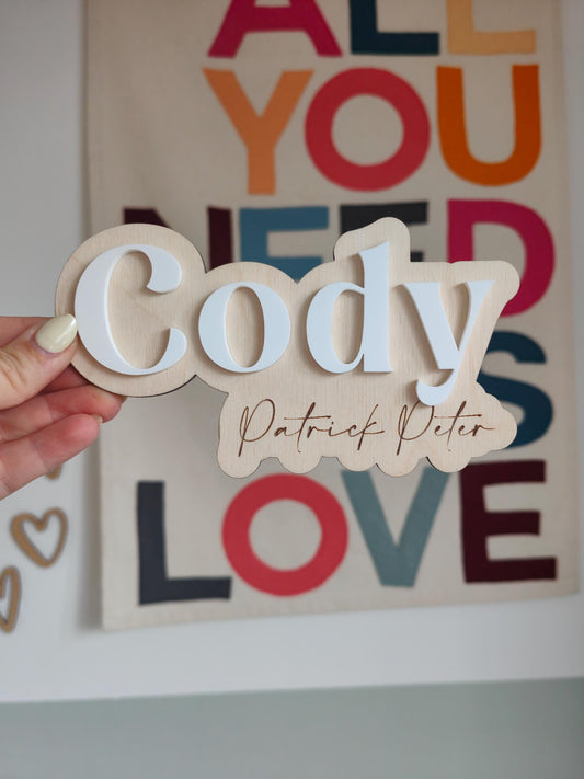 Baby name announcement plaque