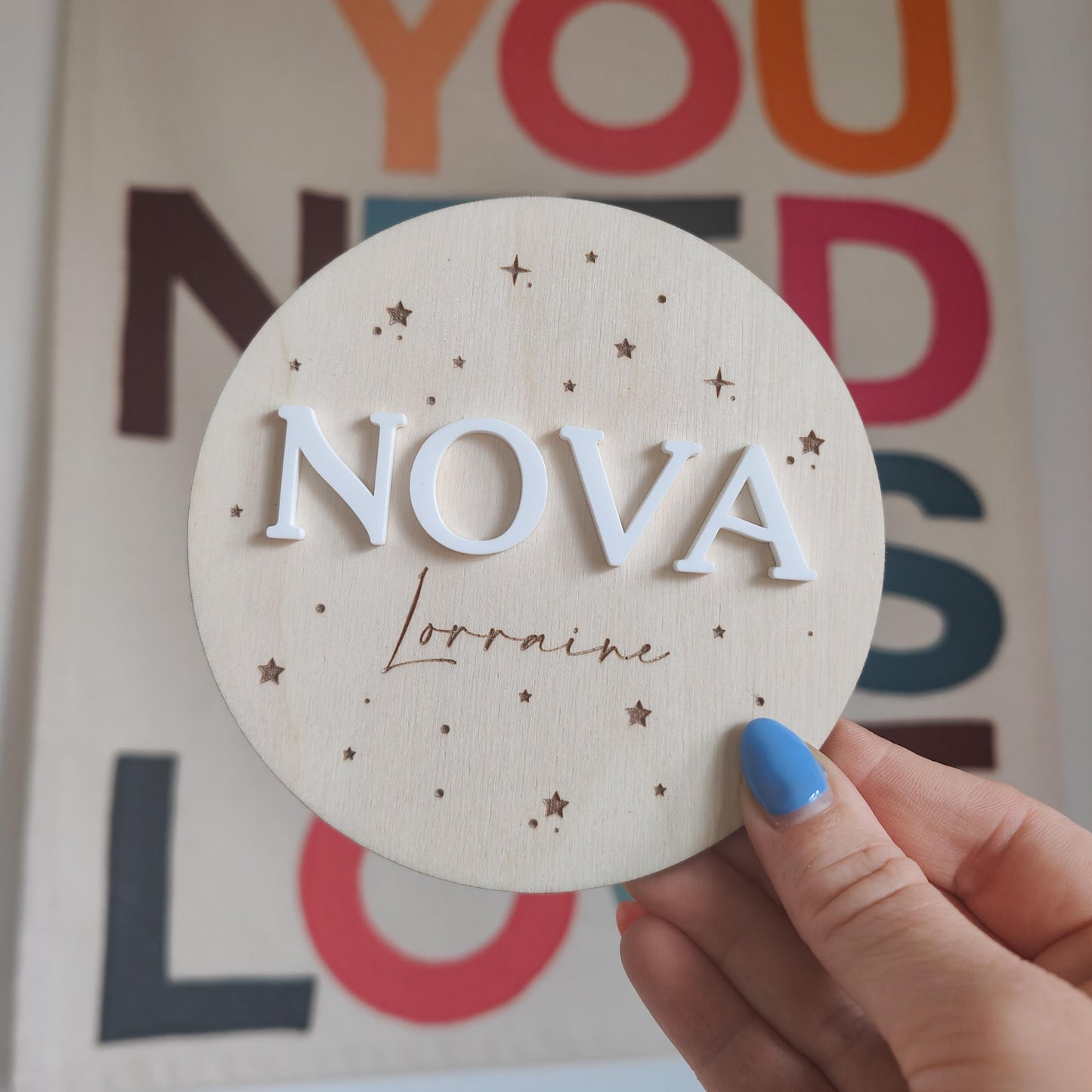 Baby name announcement plaque