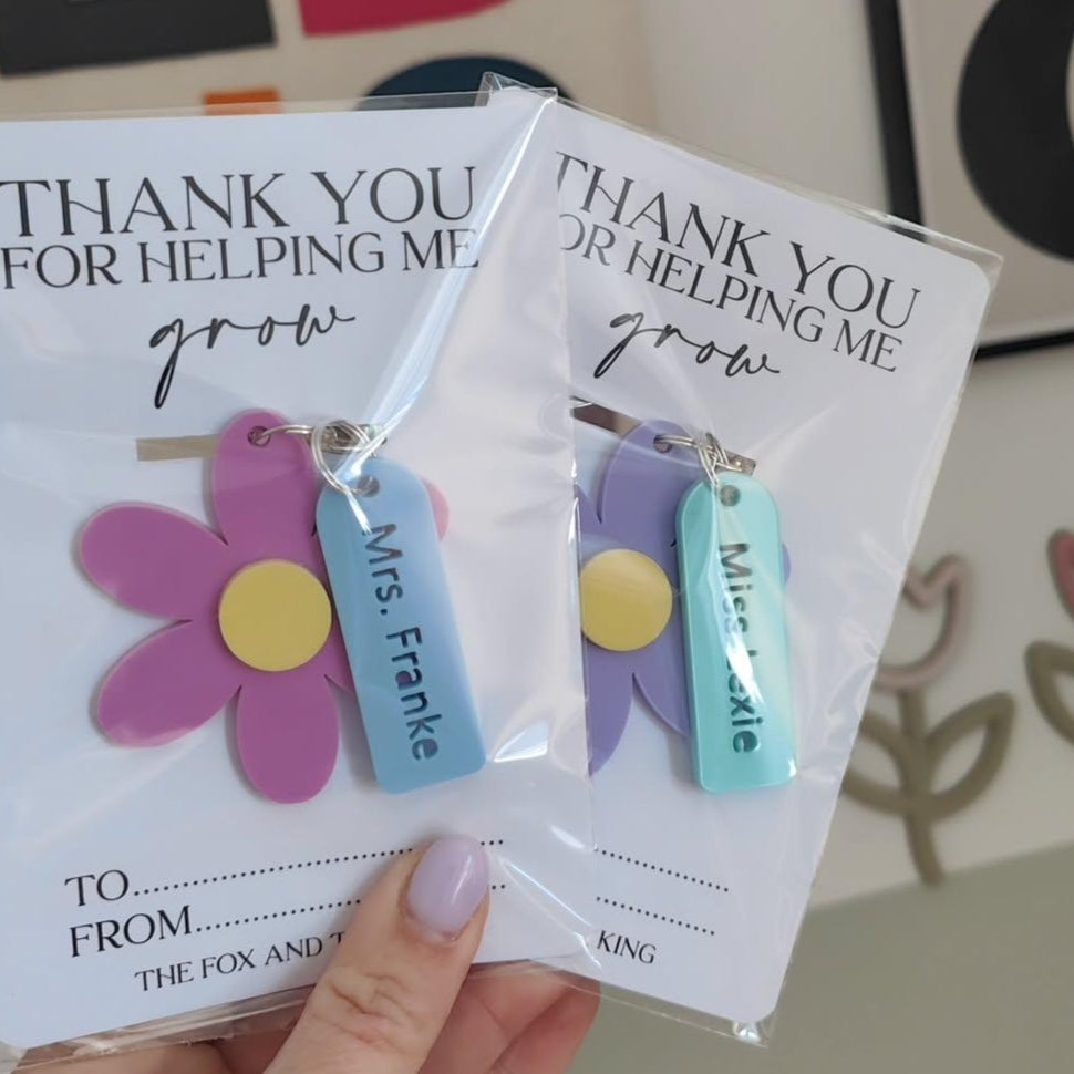 Flower keyring teacher gift