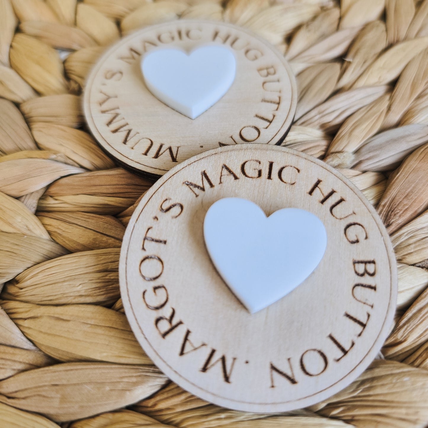 Personalised hug button pair