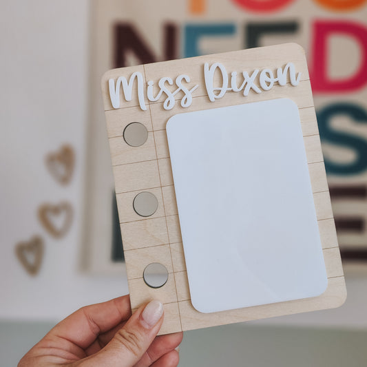 Personalised teacher wipe clean note pad