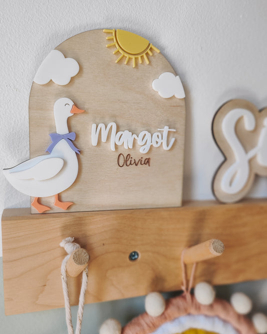 Personalised goose arch shaped plaque