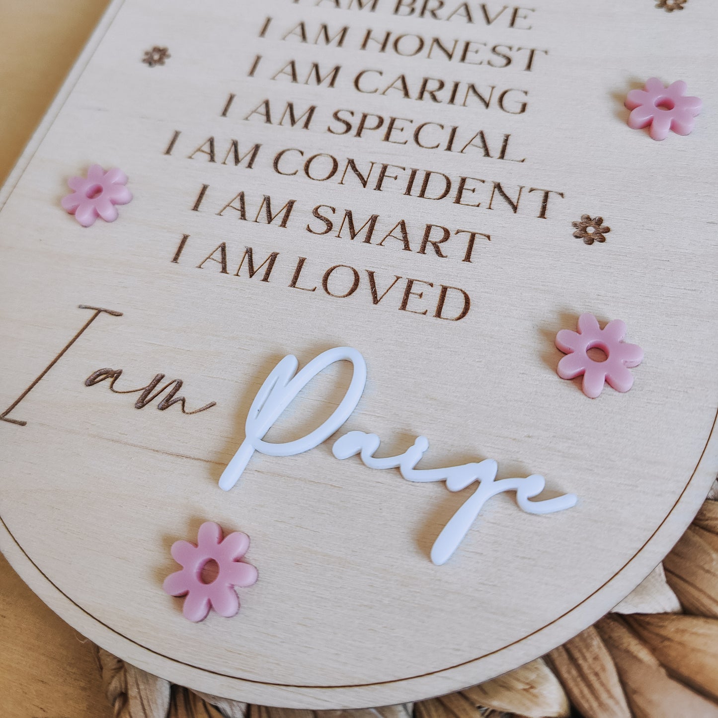 Personalised positive affirmation hanging banner with flowers