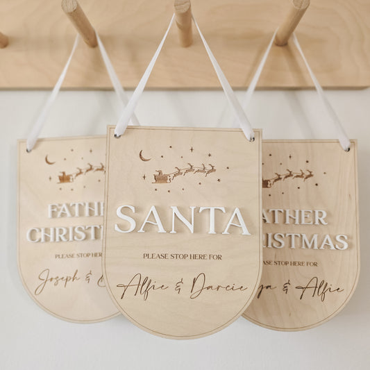 Personalised 'stop here'  Christmas sign