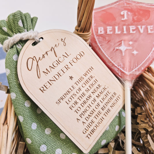 Reindeer food with personalised tag