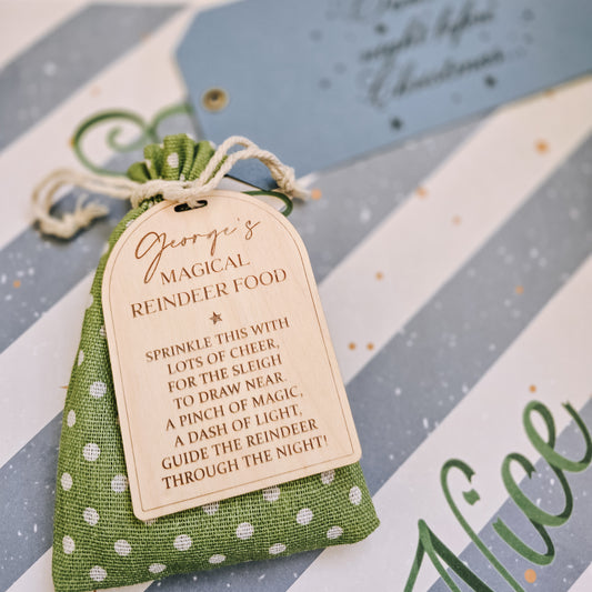 Reindeer food with personalised tag