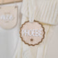 Christmas stocking with personalised tag