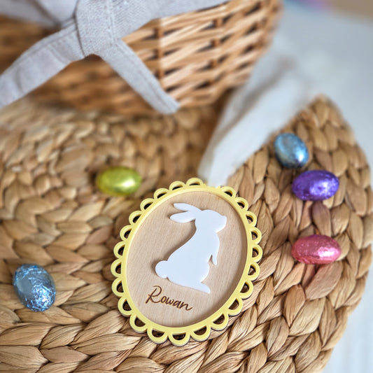 Personalised scallop egg easter tag