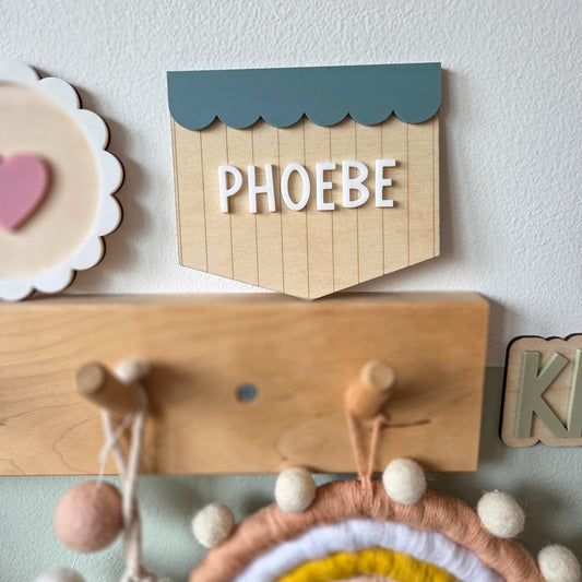 Personalised scalloped striped pennant plaque