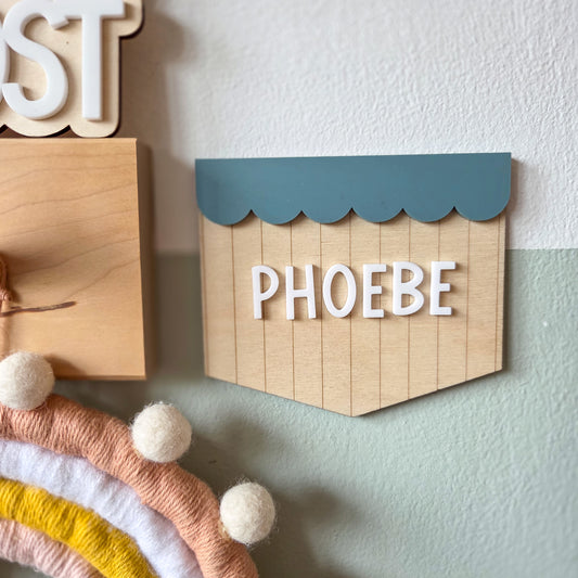 Personalised scalloped striped pennant plaque