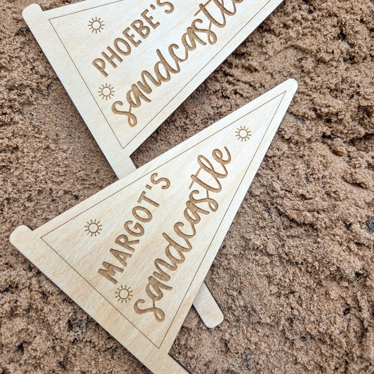 Sandcastle wooden flag