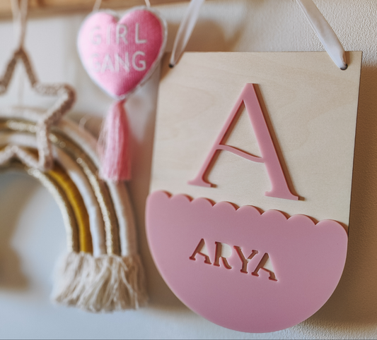 Personalised initial scallop hanging banner