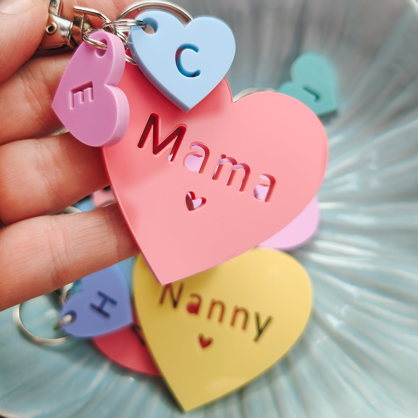 Heart family keyring