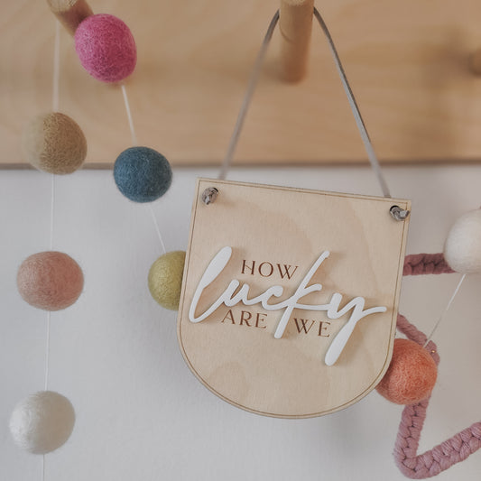 How lucky are we, mini hanging banner