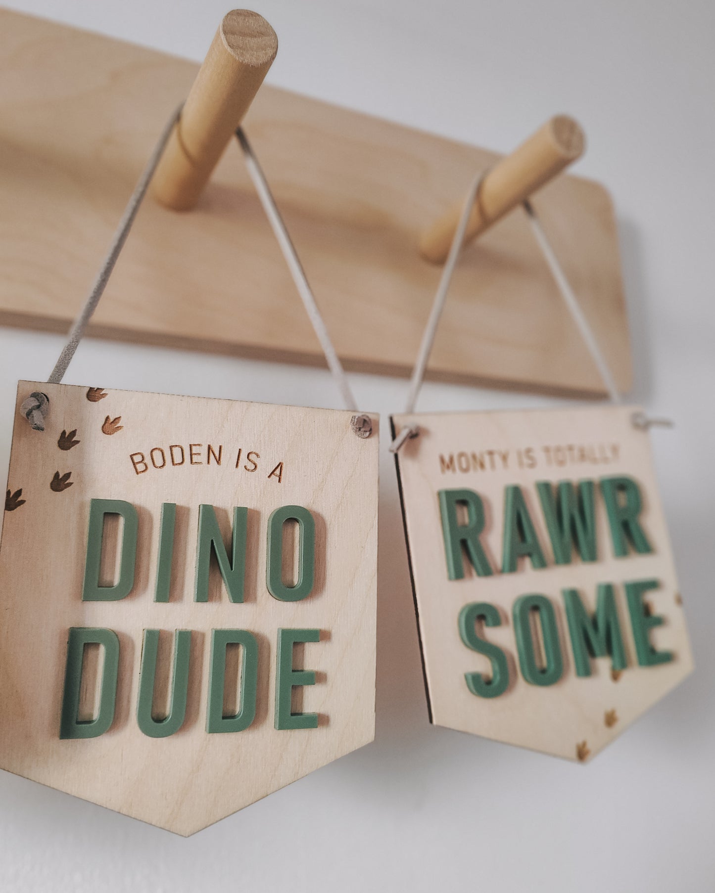 Personalised dino dude mini hanging banner