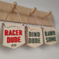 Personalised racer dude mini hanging banner