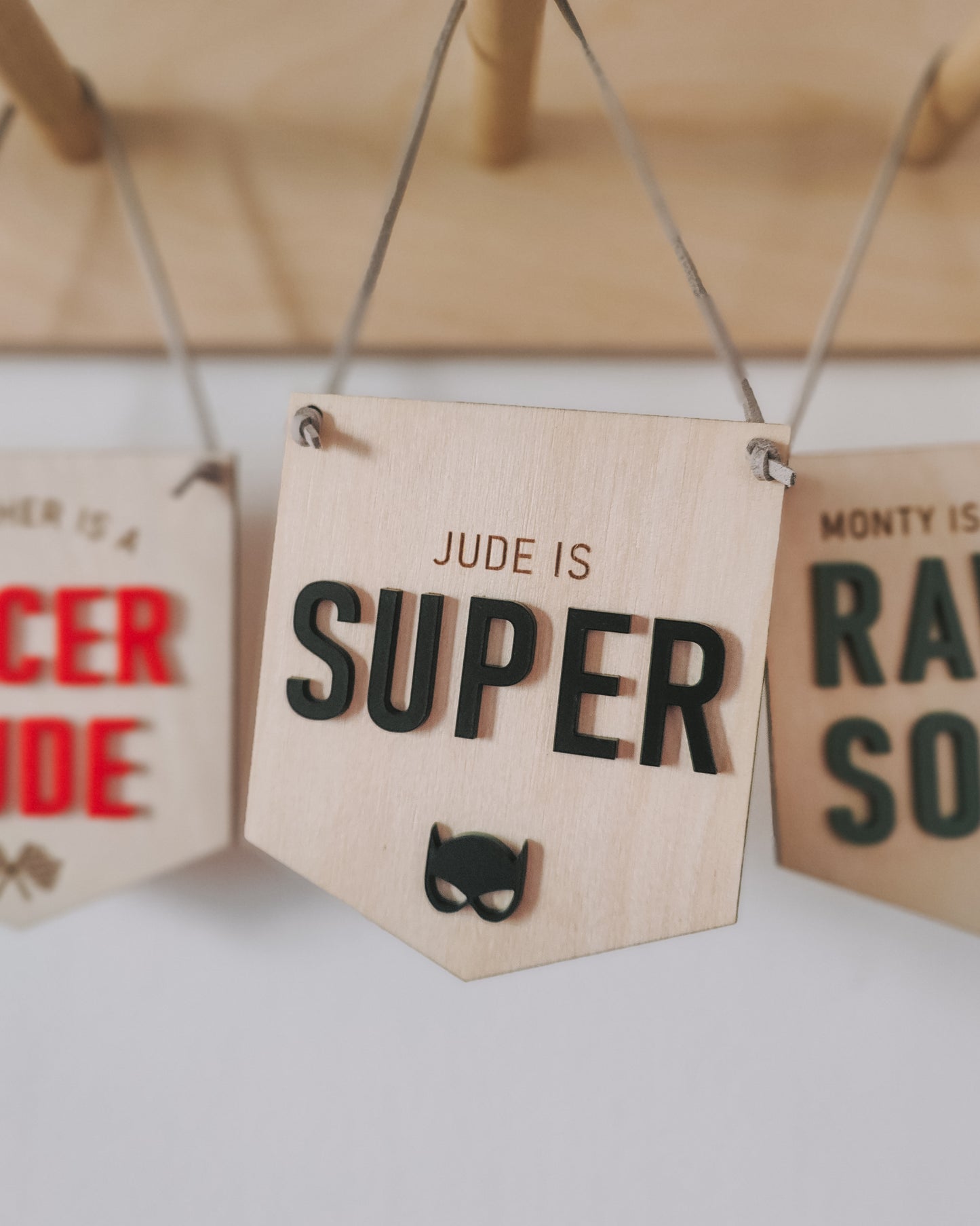 Personalised superhero mini hanging banner