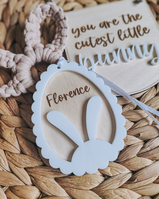 Personalised scallop egg easter tag