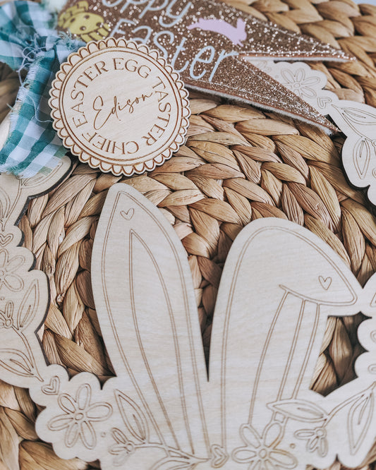 Personalised Easter Egg Taster Wooden Badge