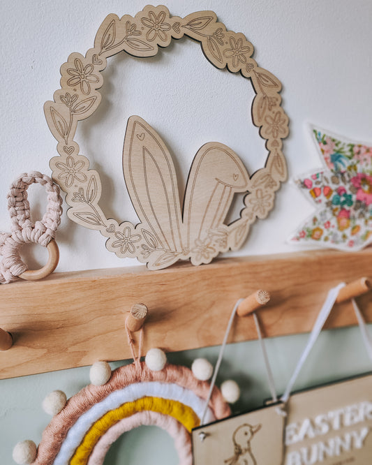 Easter bunny wooden wreath